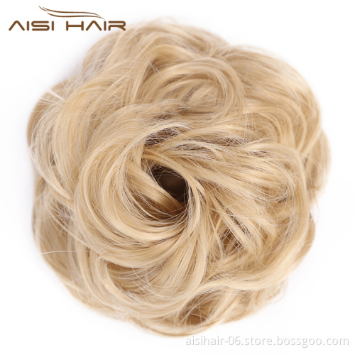 Aisi Hair Multi Color Synthetic Curly Donut Chignon Bun Elastic Rope Rubber Band Hairpiece Ponytail Extension For Women